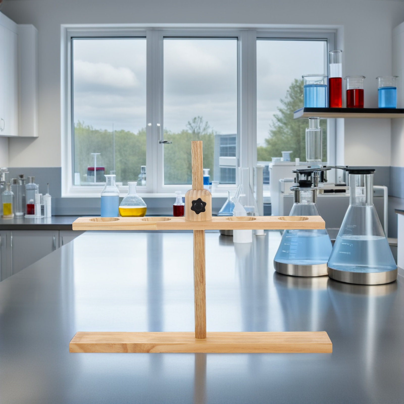 Penyangga Corong Kayu 4 Lubang - Science Experiment ulasan dan harga