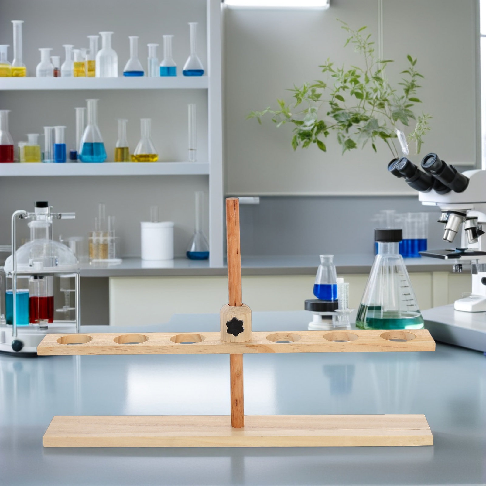Penyangga Corong Kayu 6 Lubang - Science Experiment ulasan dan harga